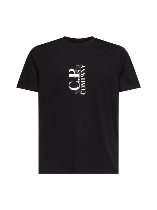 Black 30/1 jersey printed T-shirt