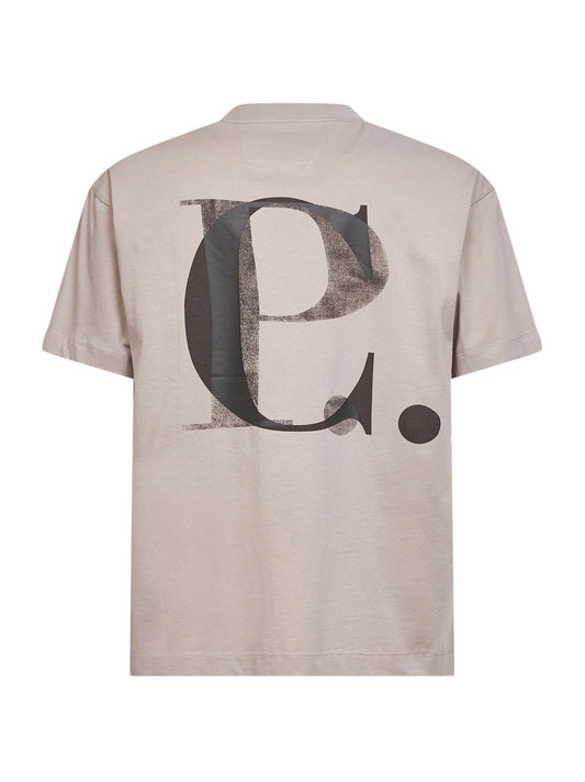 T-shirt con logo in jersey di cotone 30/1 tortora