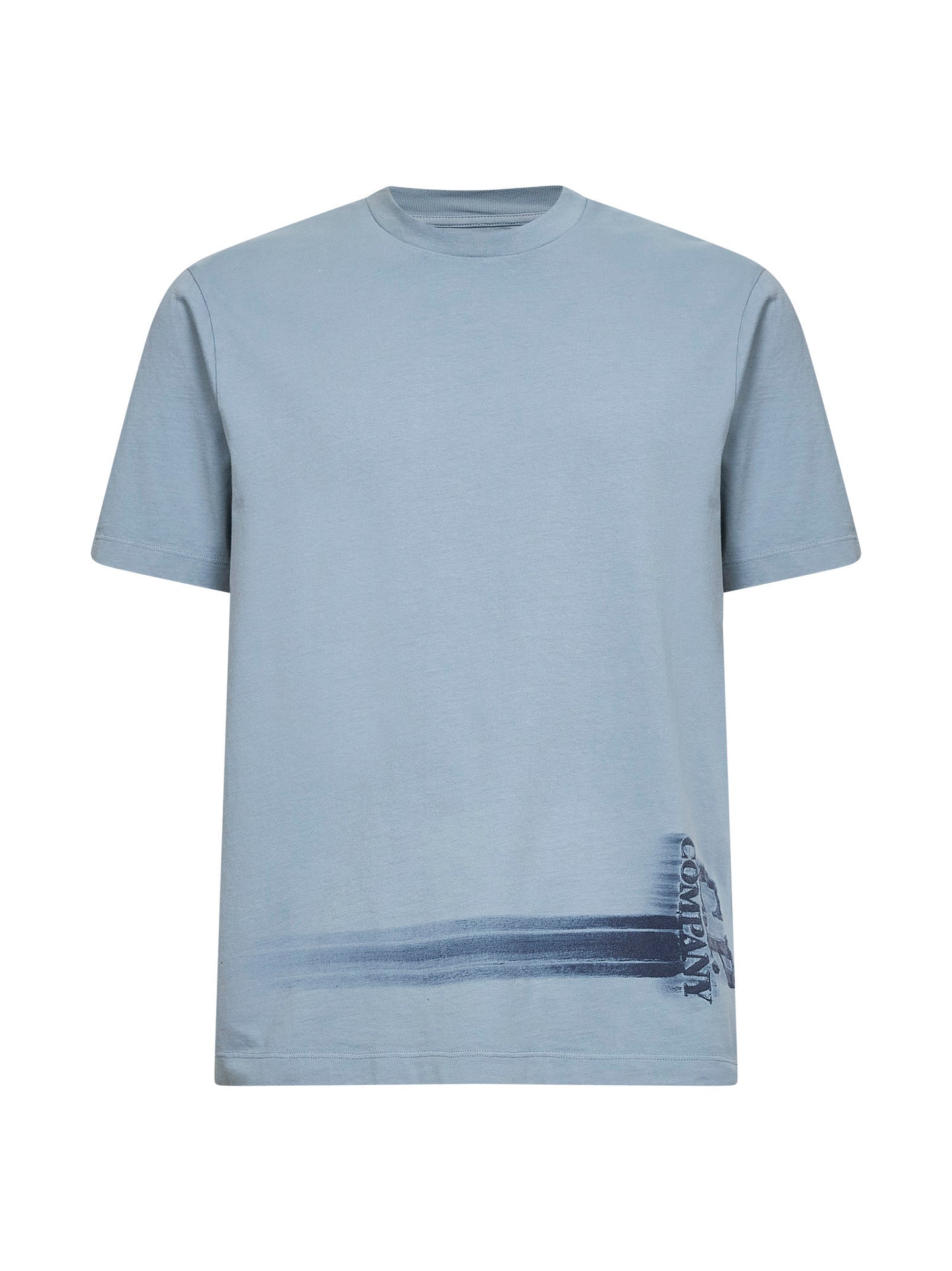 T-shirt stampata in jersey di cotone 24/1 azzurro