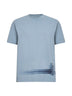 T-shirt stampata in jersey di cotone 24/1 azzurro