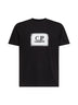 Black 30/1 jersey Logo Label printed T-shirt