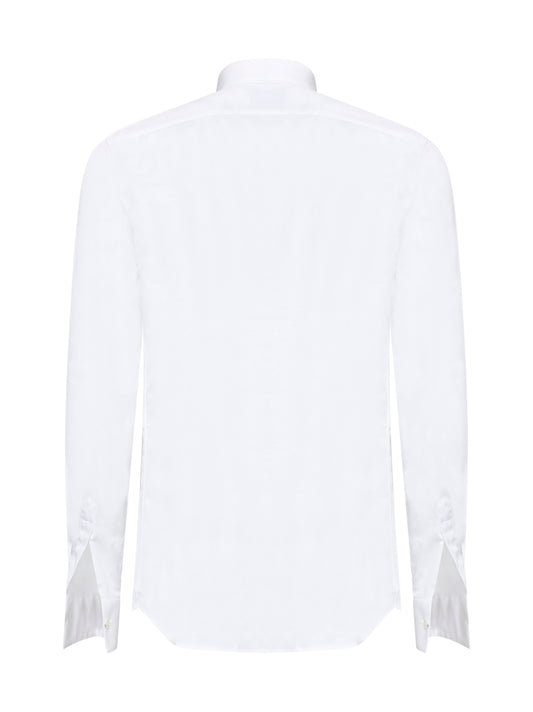 White cotton wing collar shirt