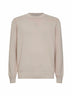 Beige cotton knit crewneck sweater