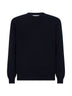 Blue cotton knit crewneck sweater<BR/>
