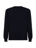 Blue cotton knit crewneck sweater<BR/>