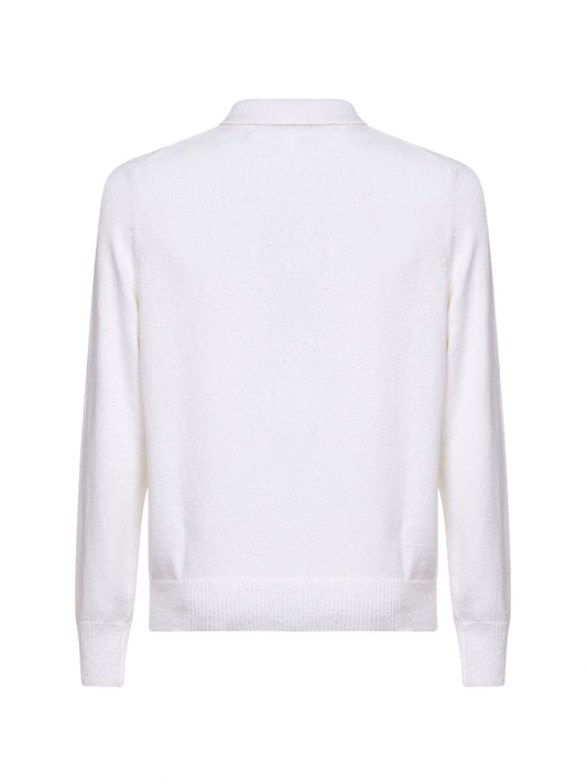 White cotton and cashmere knit cardigan