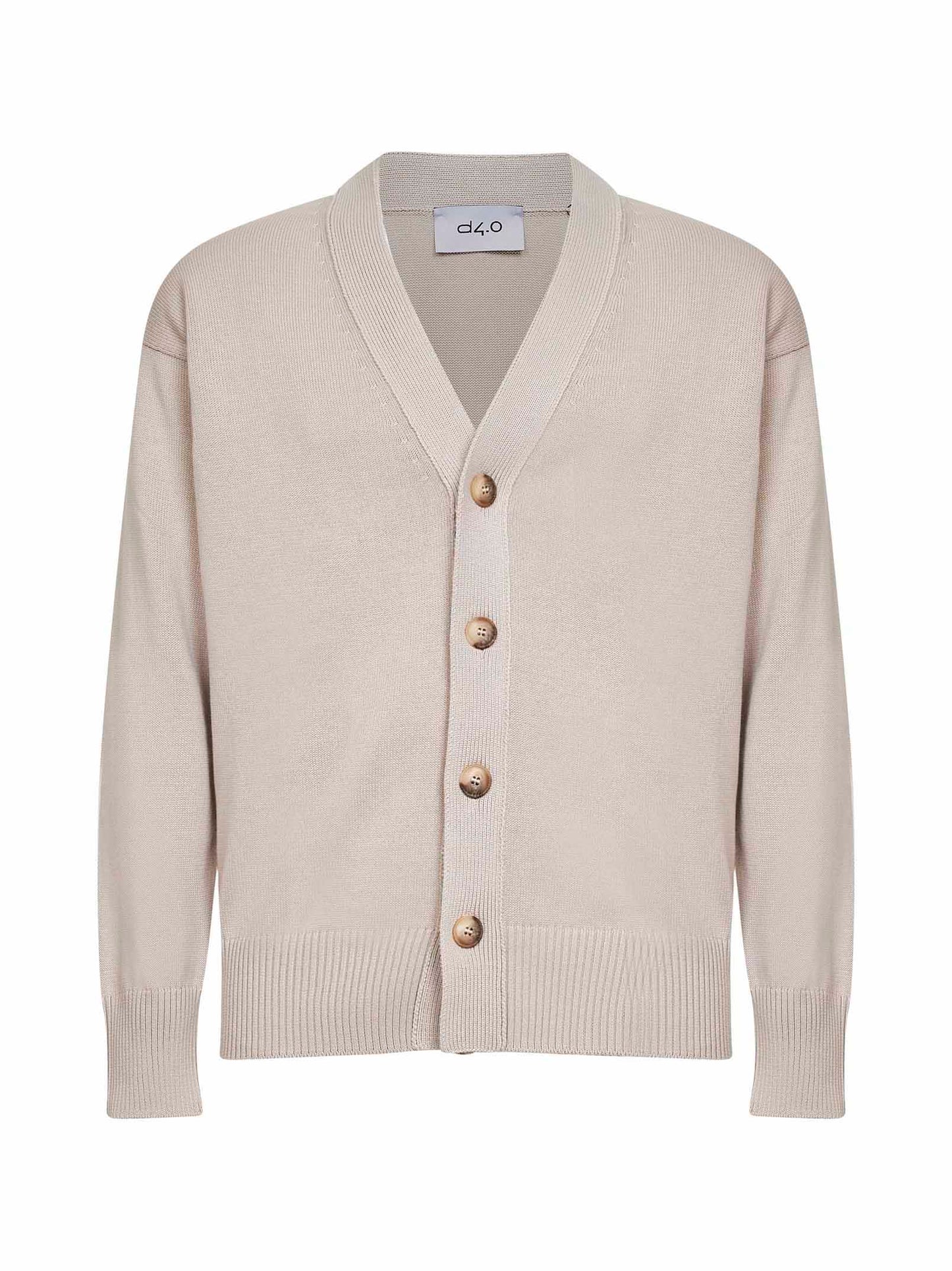 Cardigan in maglia di cotone beige