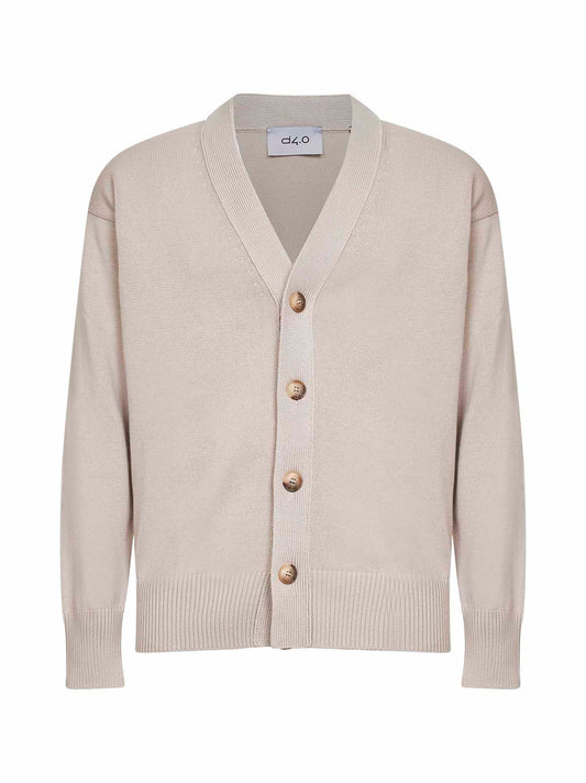 Cardigan in maglia di cotone beige