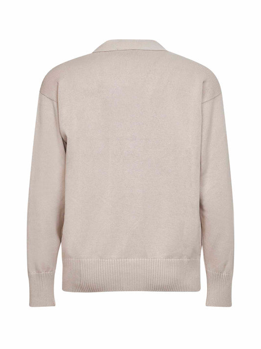 Cardigan in maglia di cotone beige