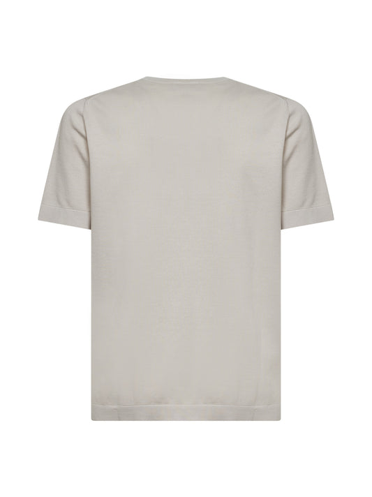 Ivory cotton knit crewneck sweater