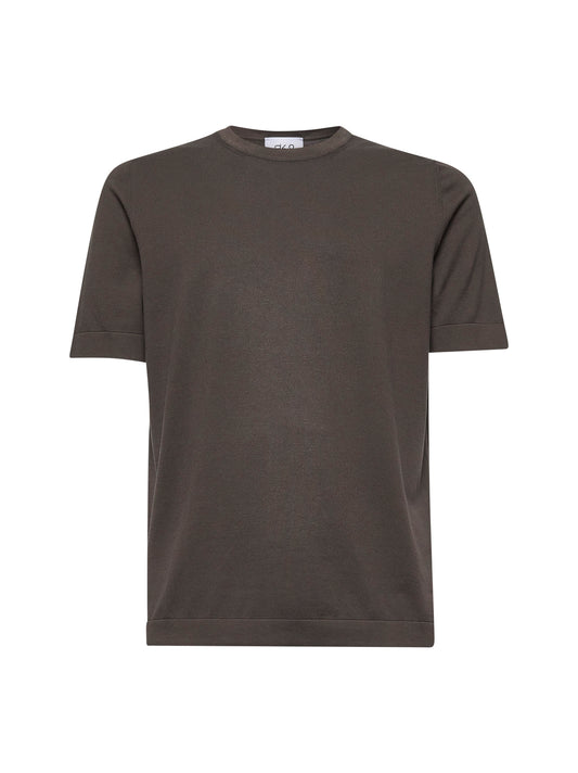 Brown cotton knit T-shirt