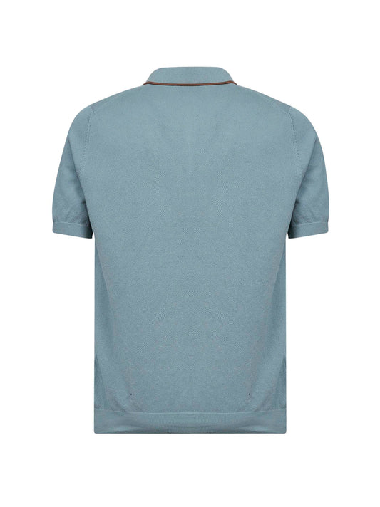 Green cotton knit polo shirt