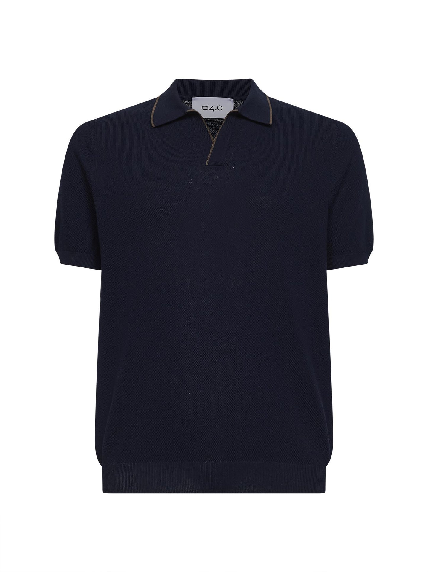 Blue cotton knit polo shirt