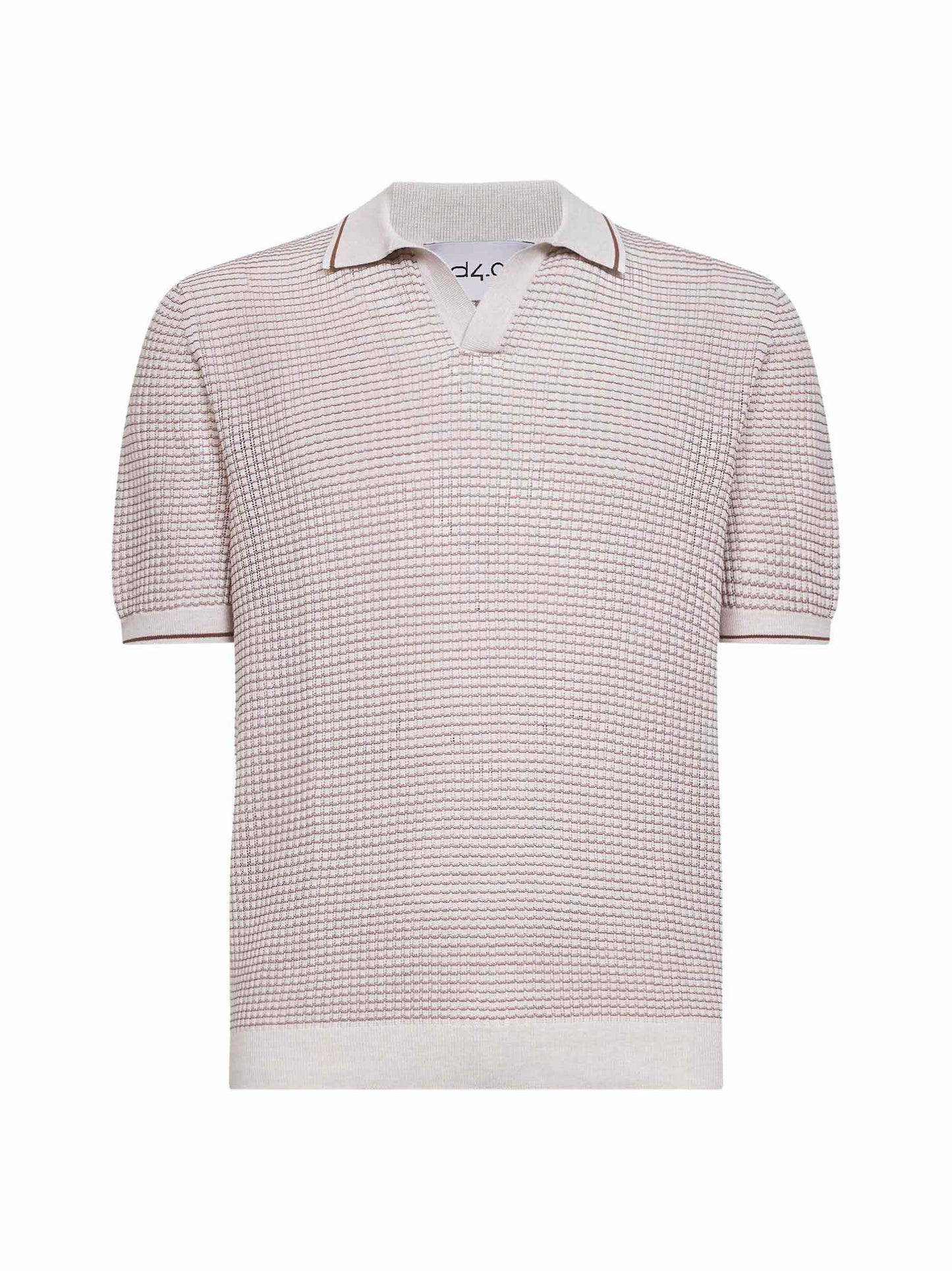 Polo a maniche corte in maglia di cotone beige