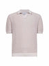 Polo a maniche corte in maglia di cotone beige
