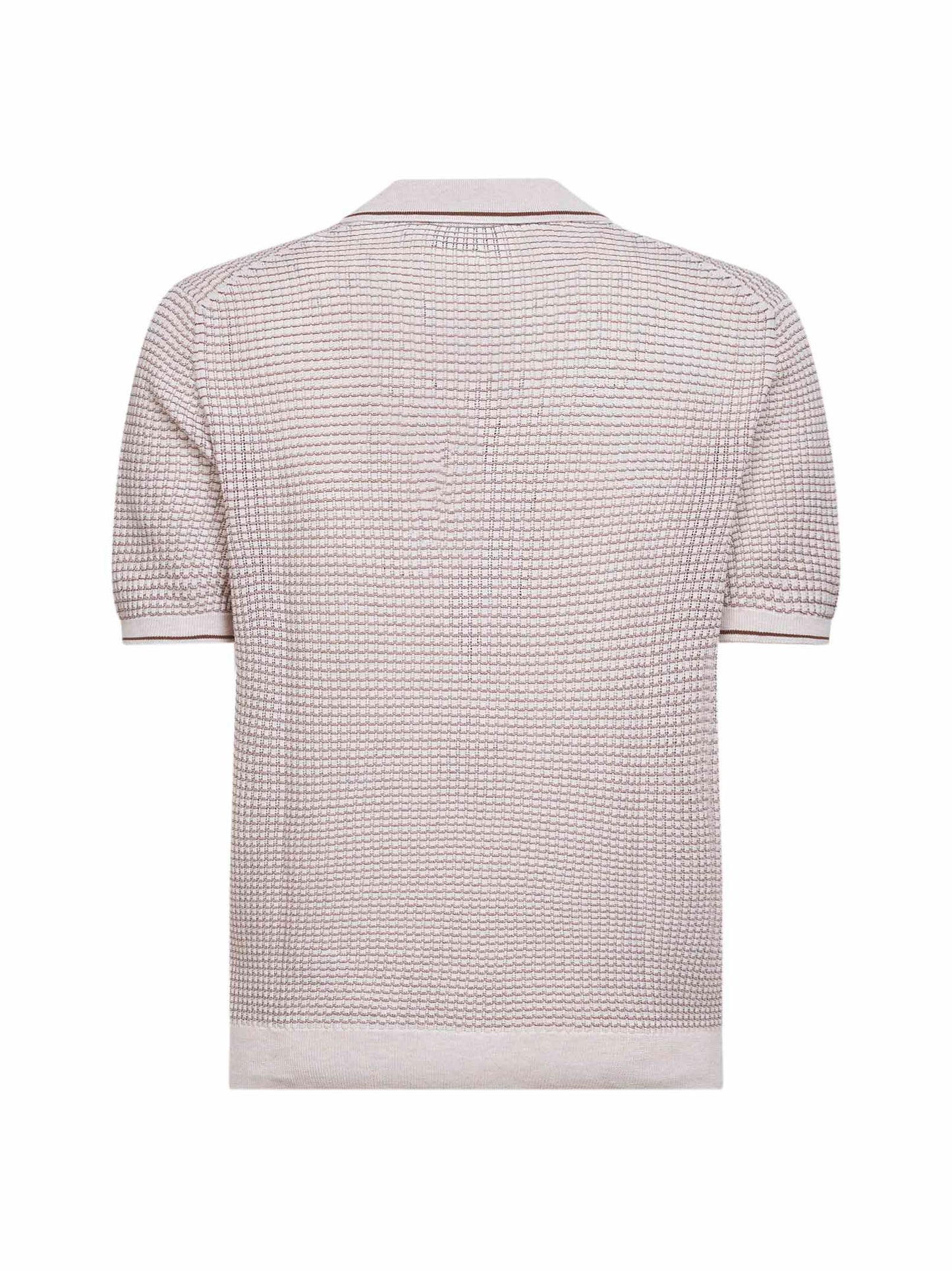 Polo a maniche corte in maglia di cotone beige