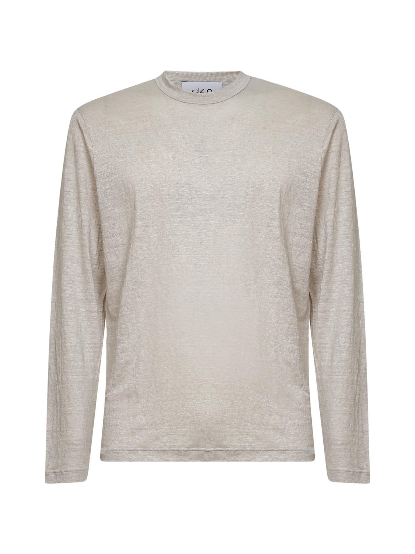 Beige linen jersey long-sleeved T-shirt