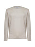 Beige linen jersey long-sleeved T-shirt