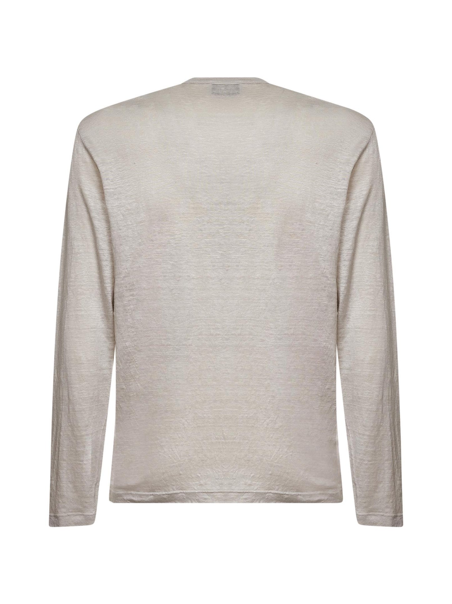 Beige linen jersey long-sleeved T-shirt