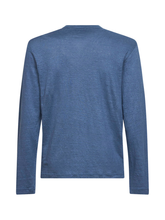 Light blue linen jersey long-sleeved T-shirt<BR/>