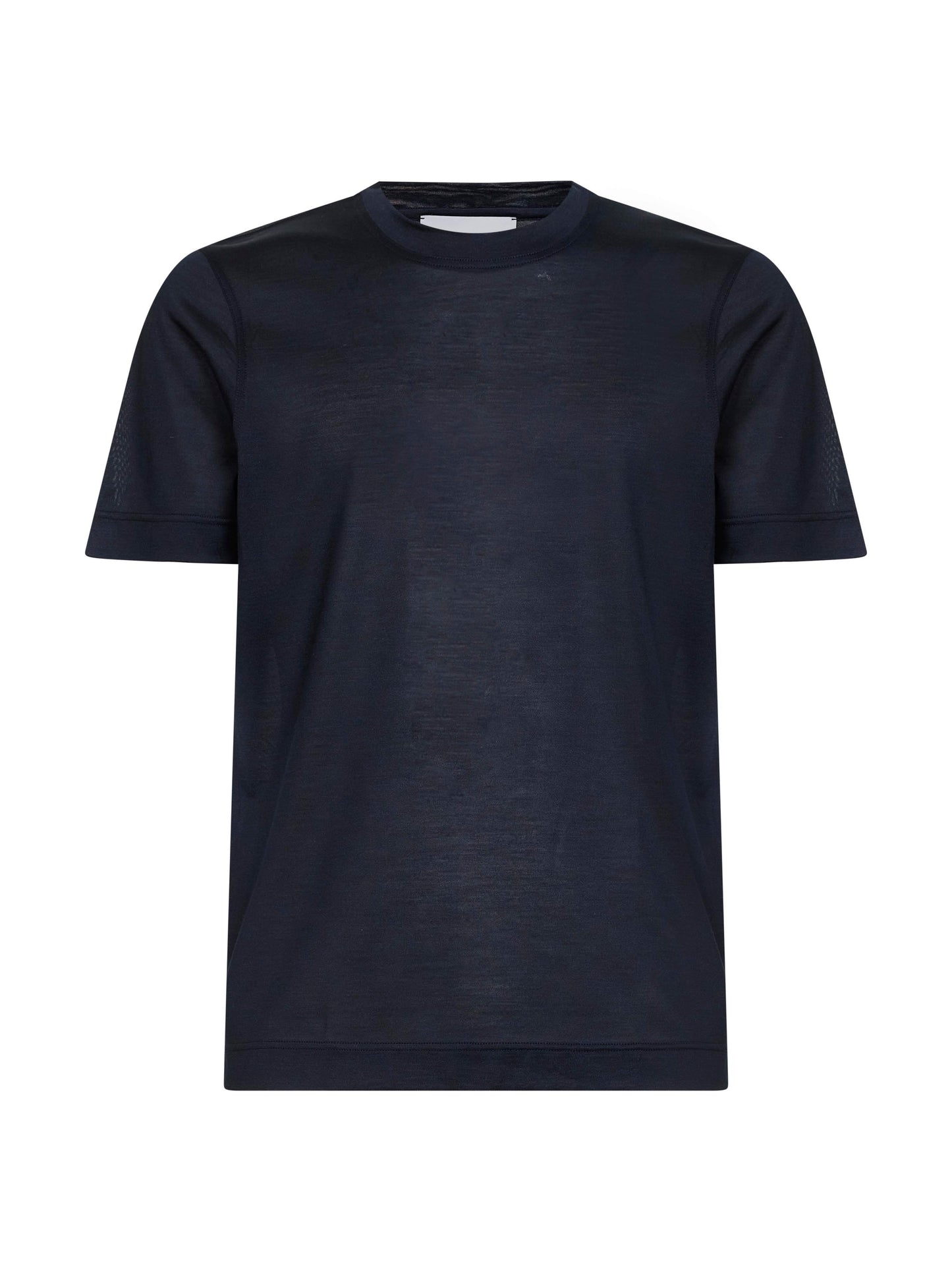 Blue silk jersey crewneck T-shirt