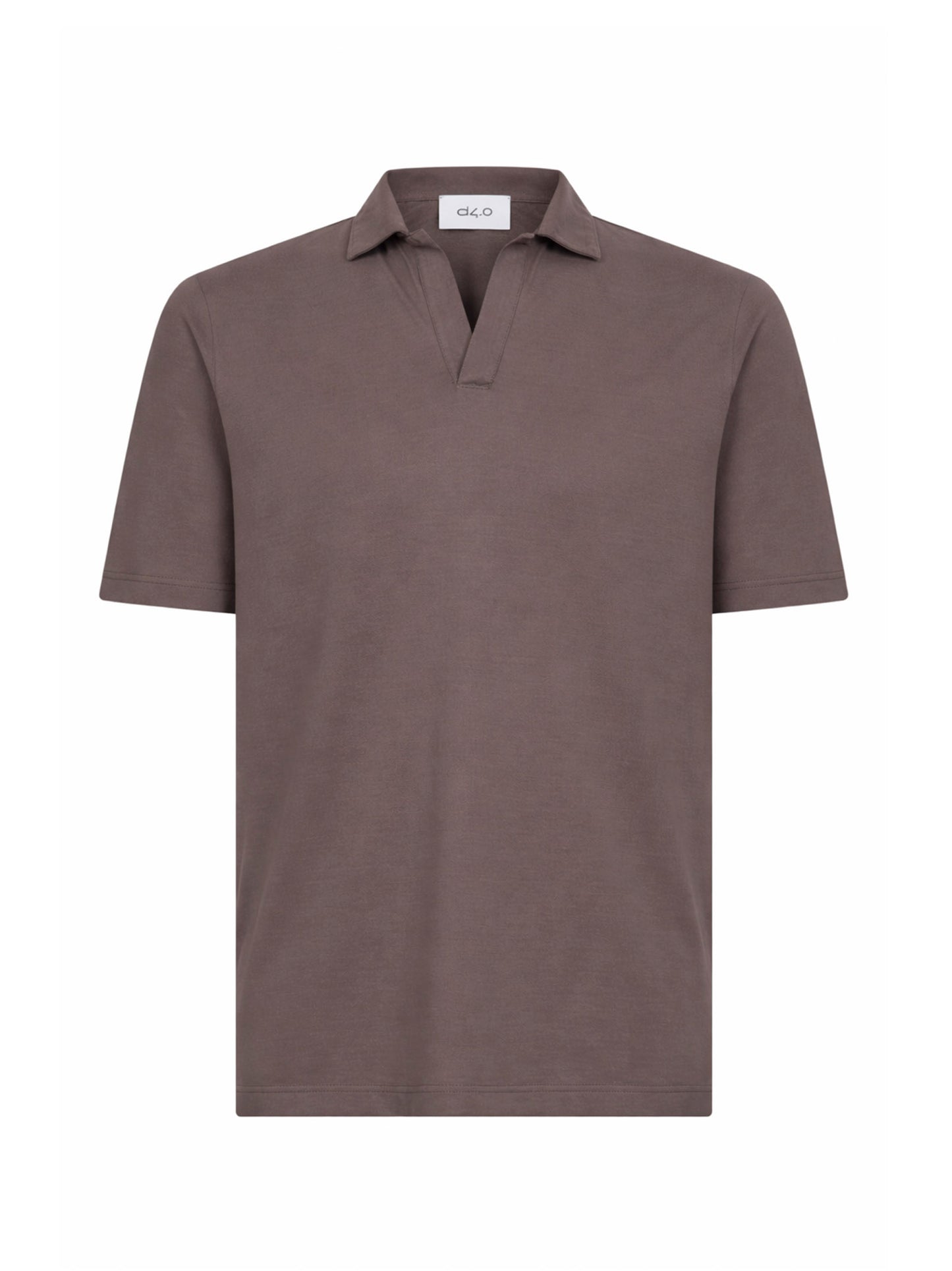 Brown cotton jersey buttonless polo shirt