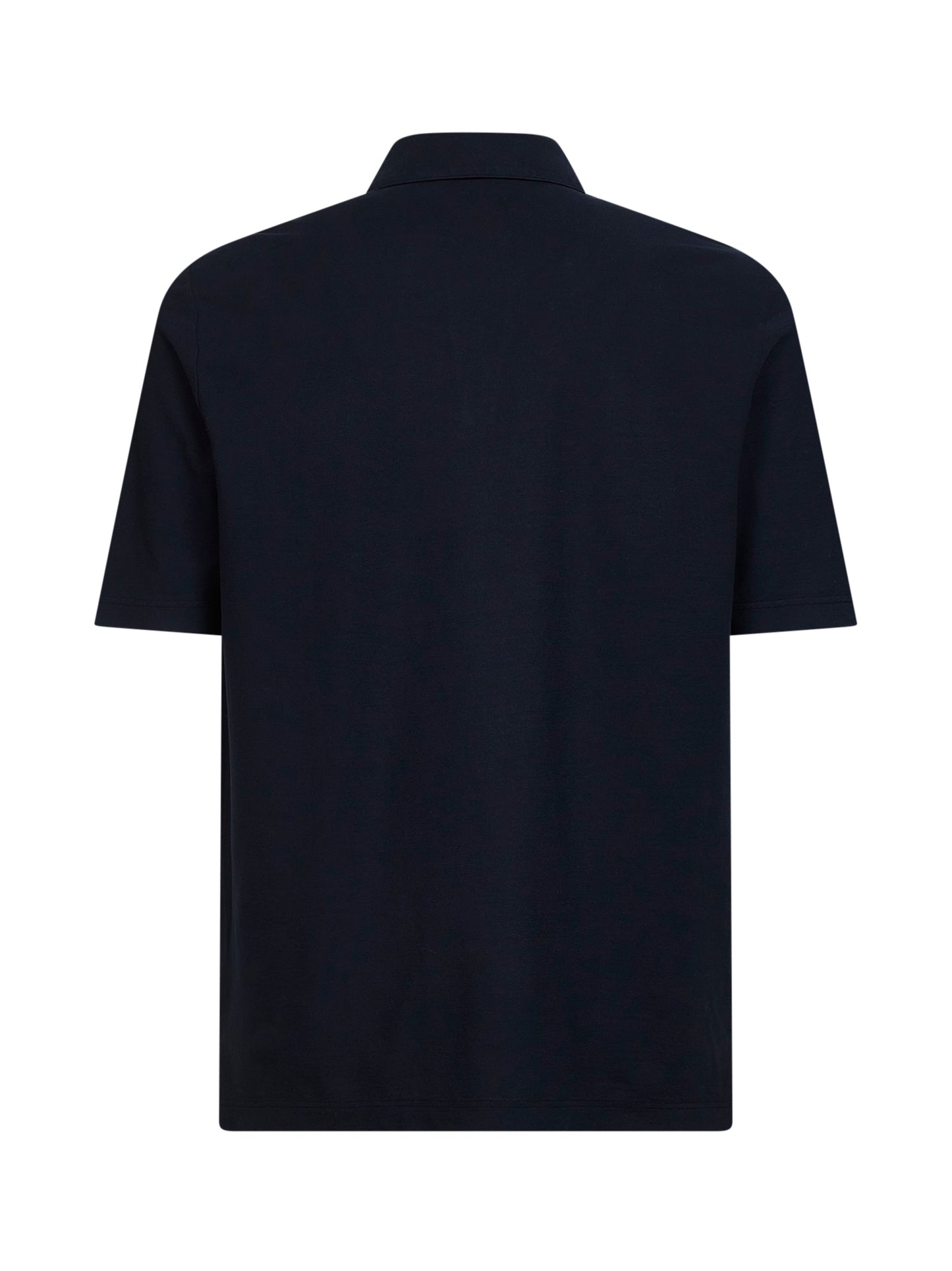 Polo senza bottoni in jersey di cotone blu