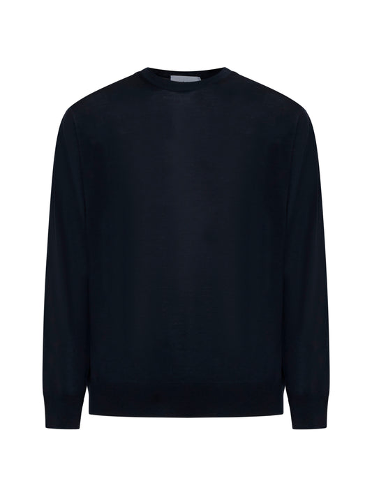 Maglia girocollo in lana vergine blu