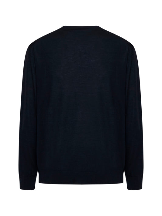 Maglia girocollo in lana vergine blu