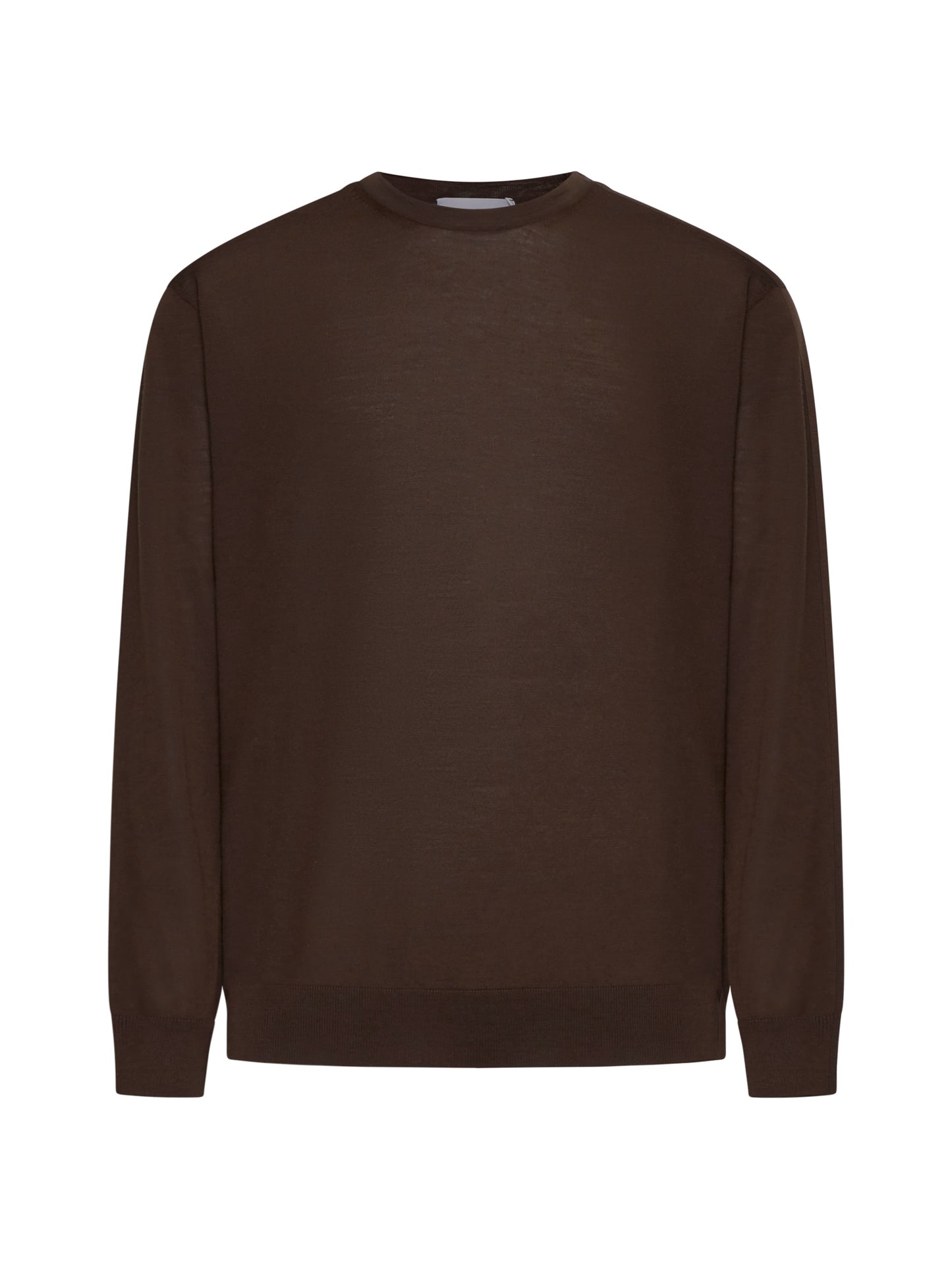 Maglia girocollo in lana vergine marrone