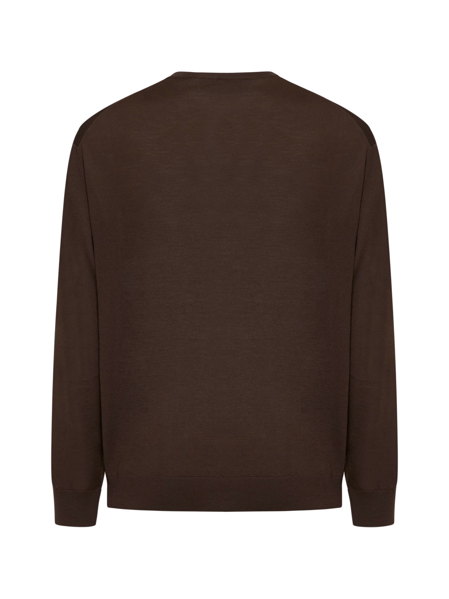 Maglia girocollo in lana vergine marrone