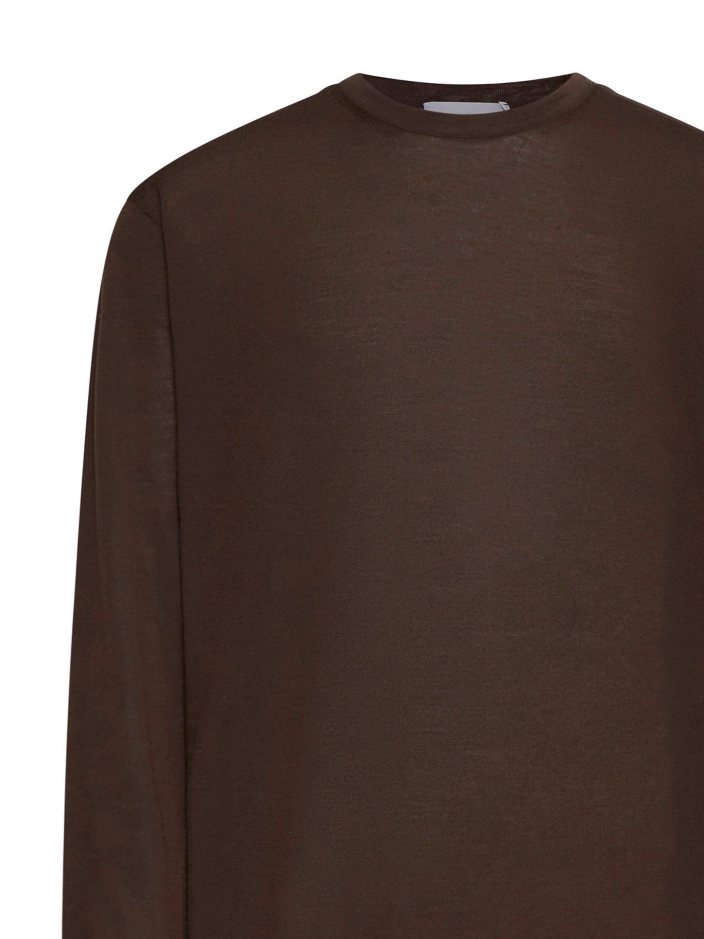 Maglia girocollo in lana vergine marrone