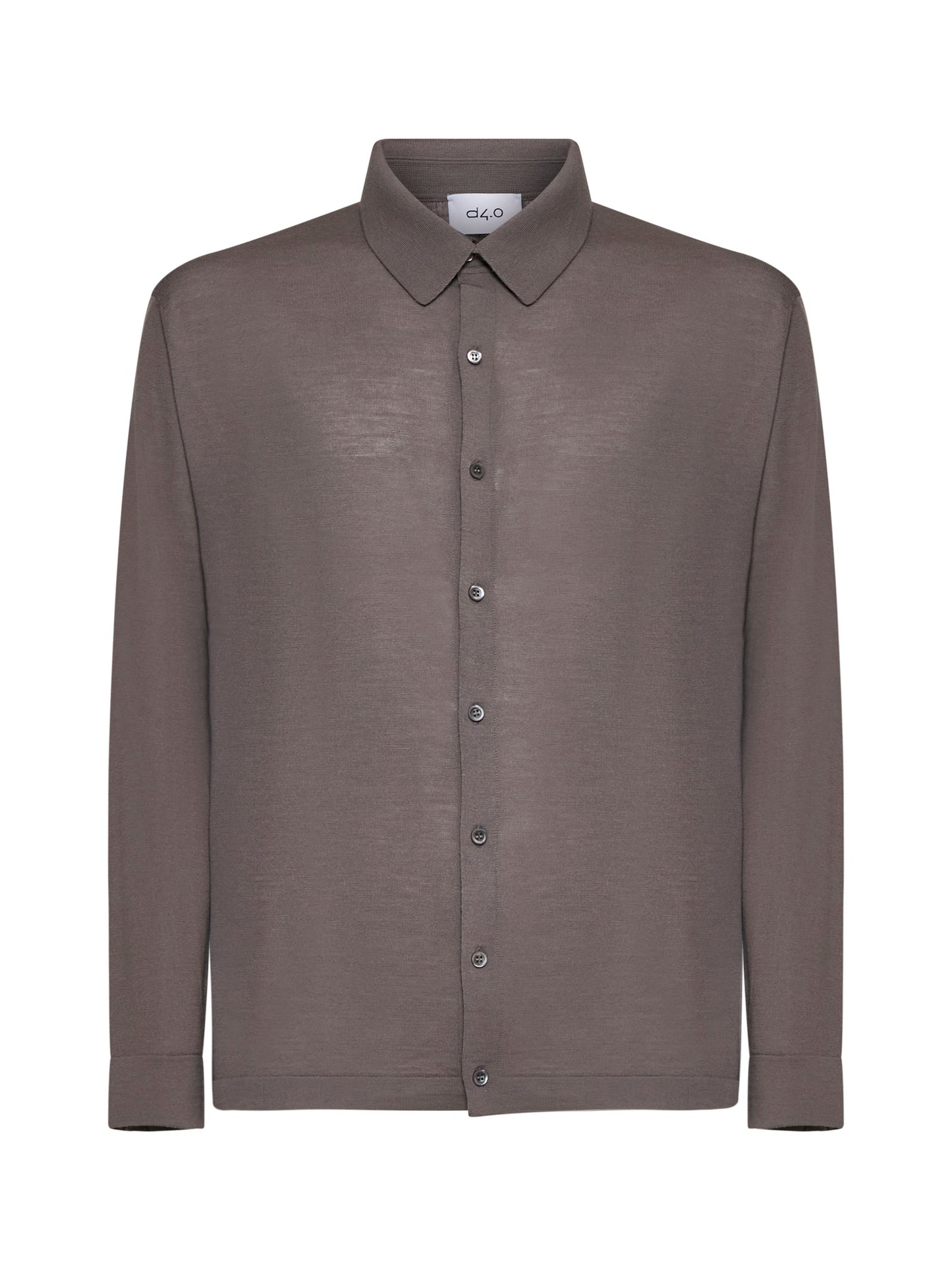 Camicia in maglia di lana vergine color fango