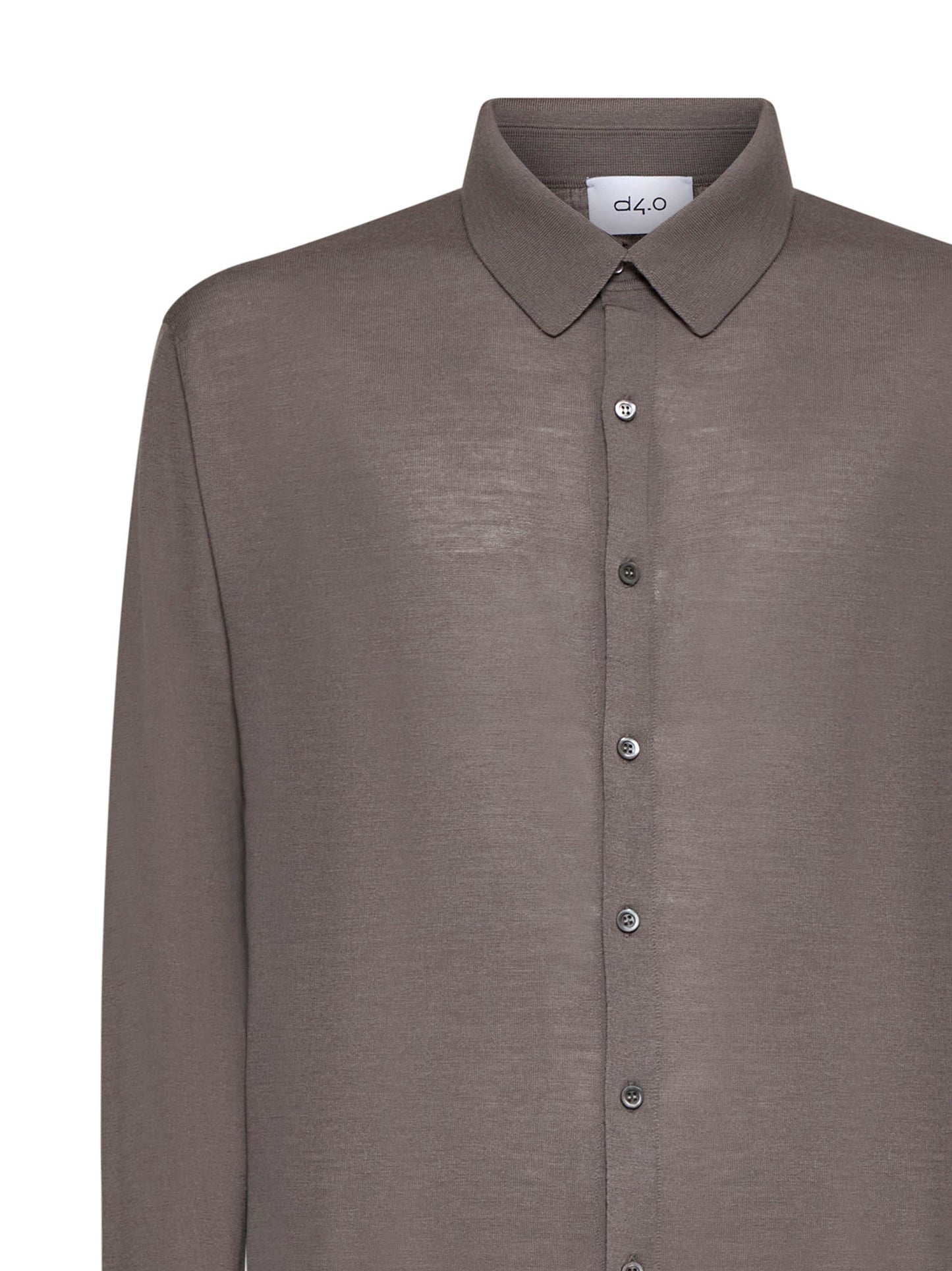 Camicia in maglia di lana vergine color fango