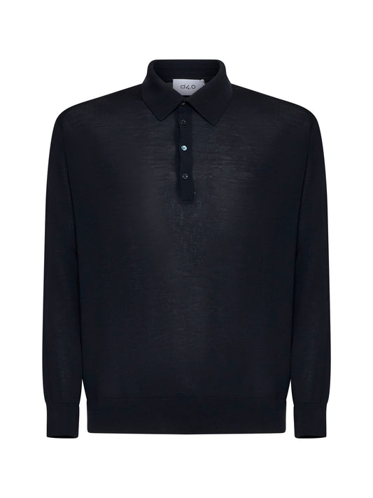 Camicia in maglia di lana vergine blu