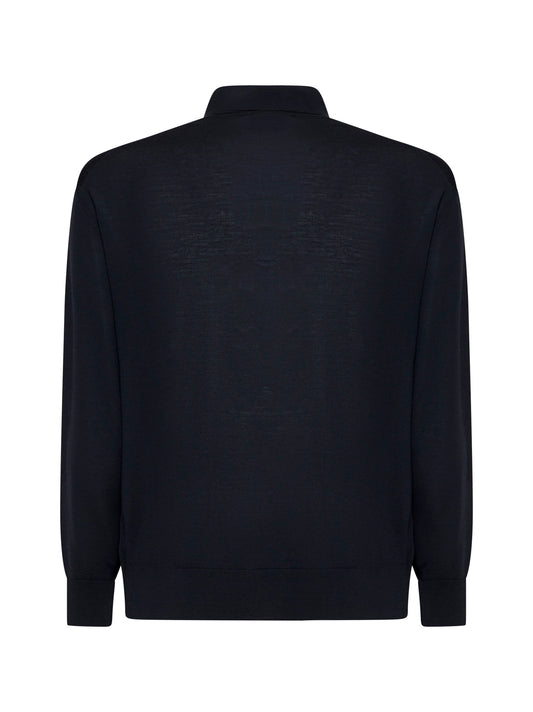 Camicia in maglia di lana vergine blu