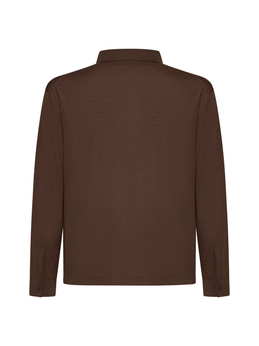 Camicia in maglia di lana vergine marrone
