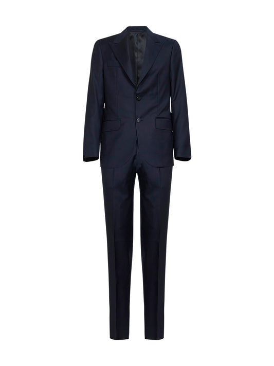 Abito monopetto in lana vergine blu