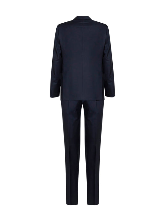 Abito monopetto in lana vergine blu