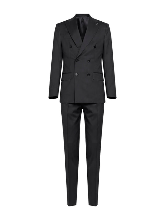 Brown virgin wool Positano double-breasted suit