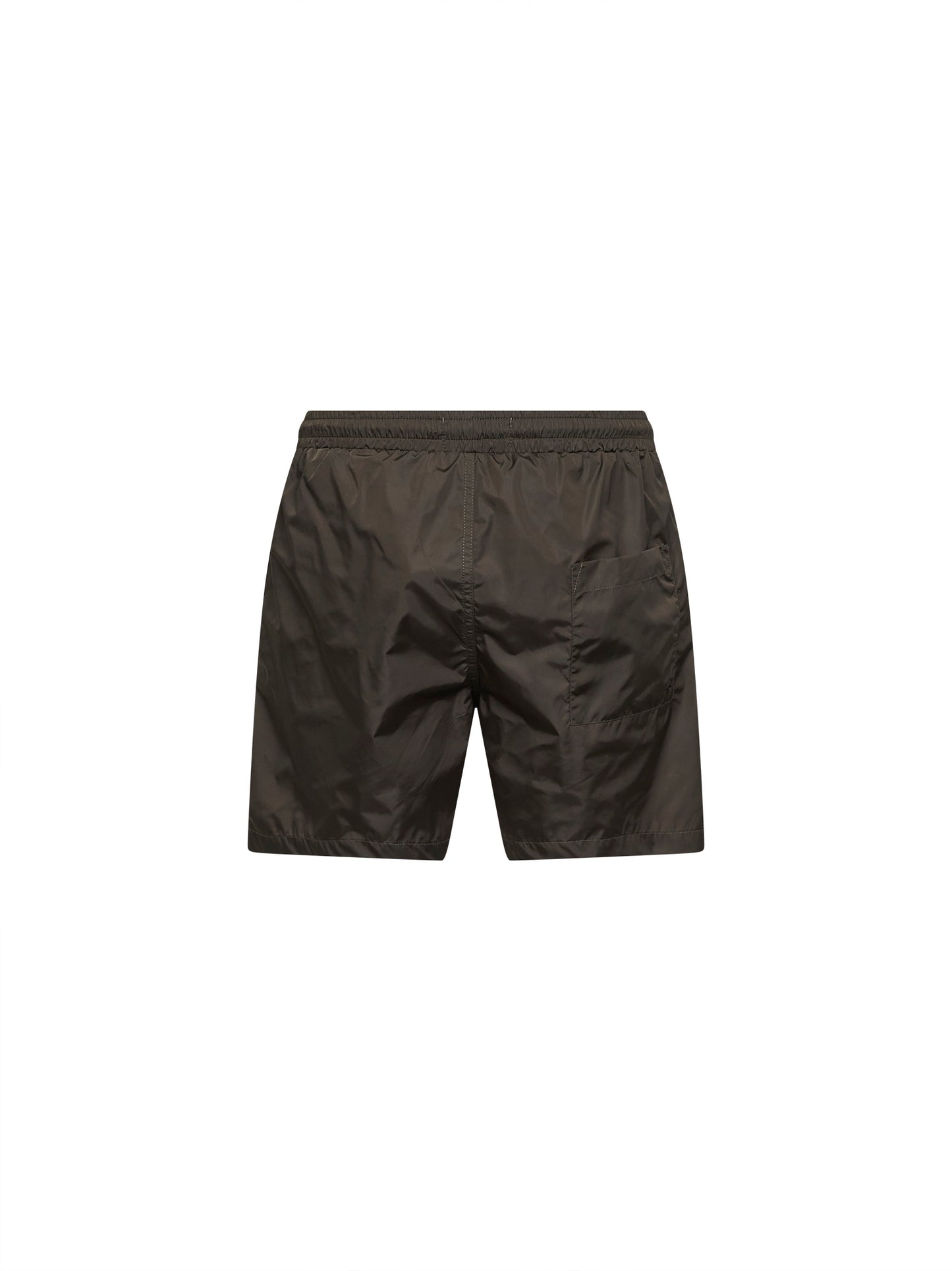 Military green nylon swim shorts