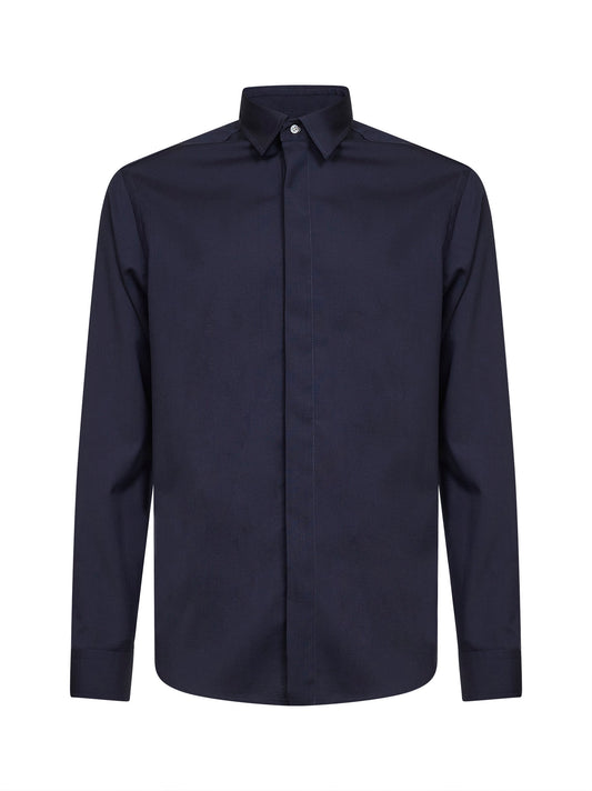 Dark navy stretch wool blend shirt