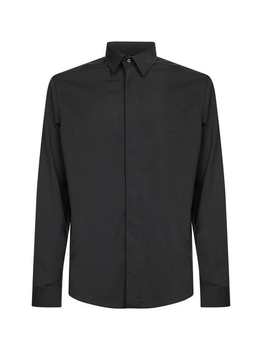 Charcoal stretch wool blend shirt