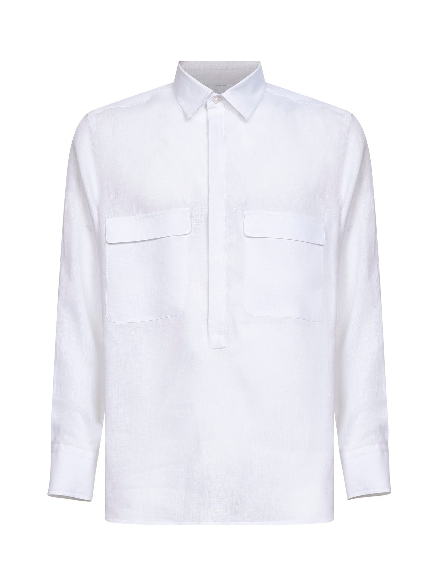 Camicia stile polo in lino bianco