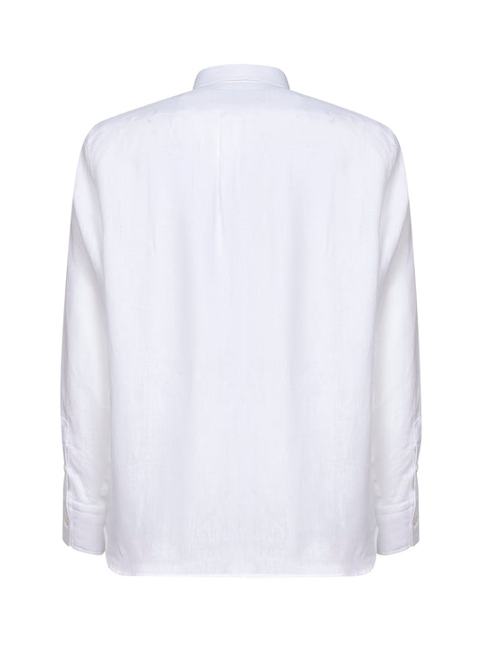 Camicia stile polo in lino bianco