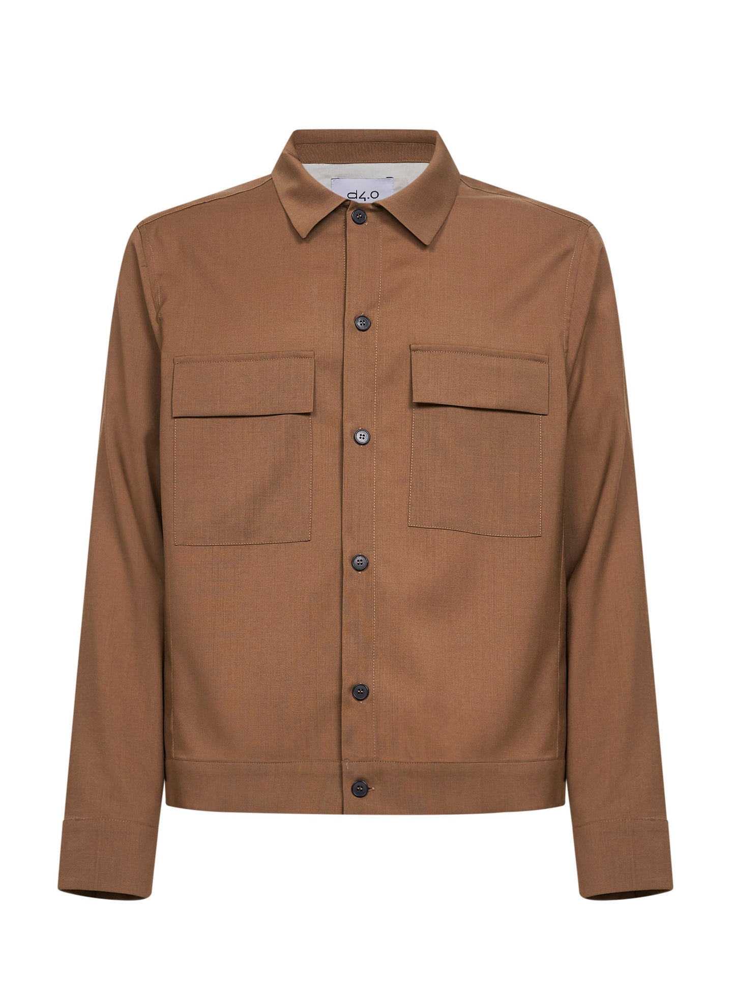 Giacca camicia in misto lana vergine stretch safari<BR/>
