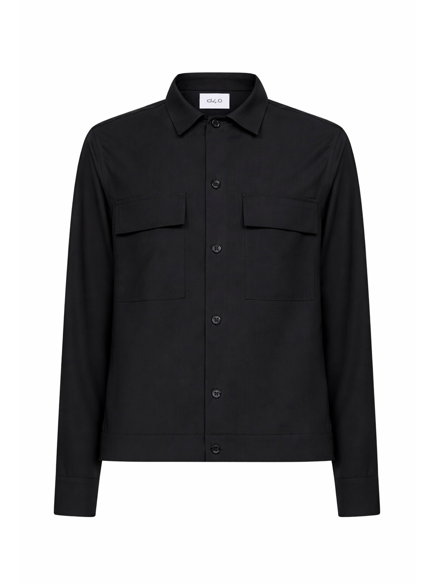 Giacca camicia in misto lana vergine stretch carbone