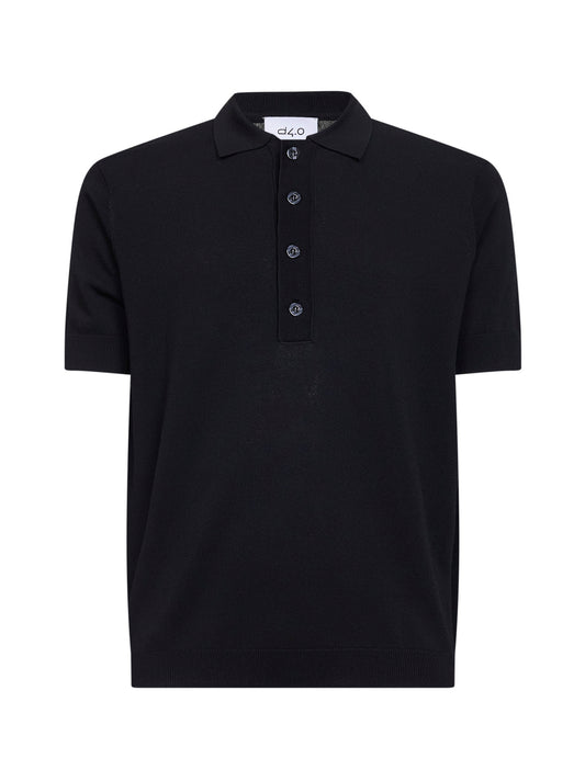 Polo a maniche corte in maglia di misto viscosa nera