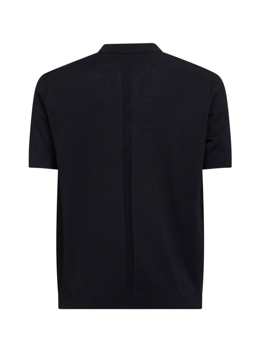 Polo a maniche corte in maglia di misto viscosa nera
