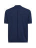 Dark navy viscose blend knit short-sleeved polo shirt